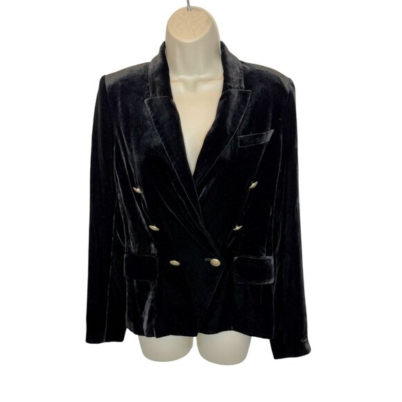 L’Agence Blazer Kenzie Double-Breasted Velvet Jacket - Size 0 - Picture 4 of 11